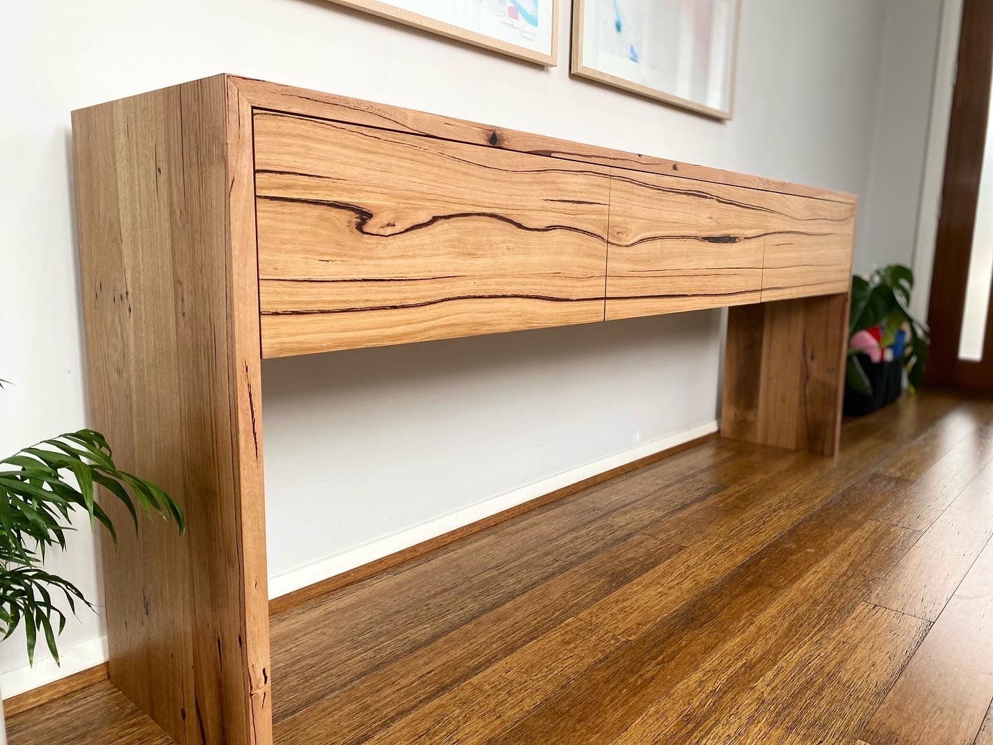 reclaimed wood hallway console